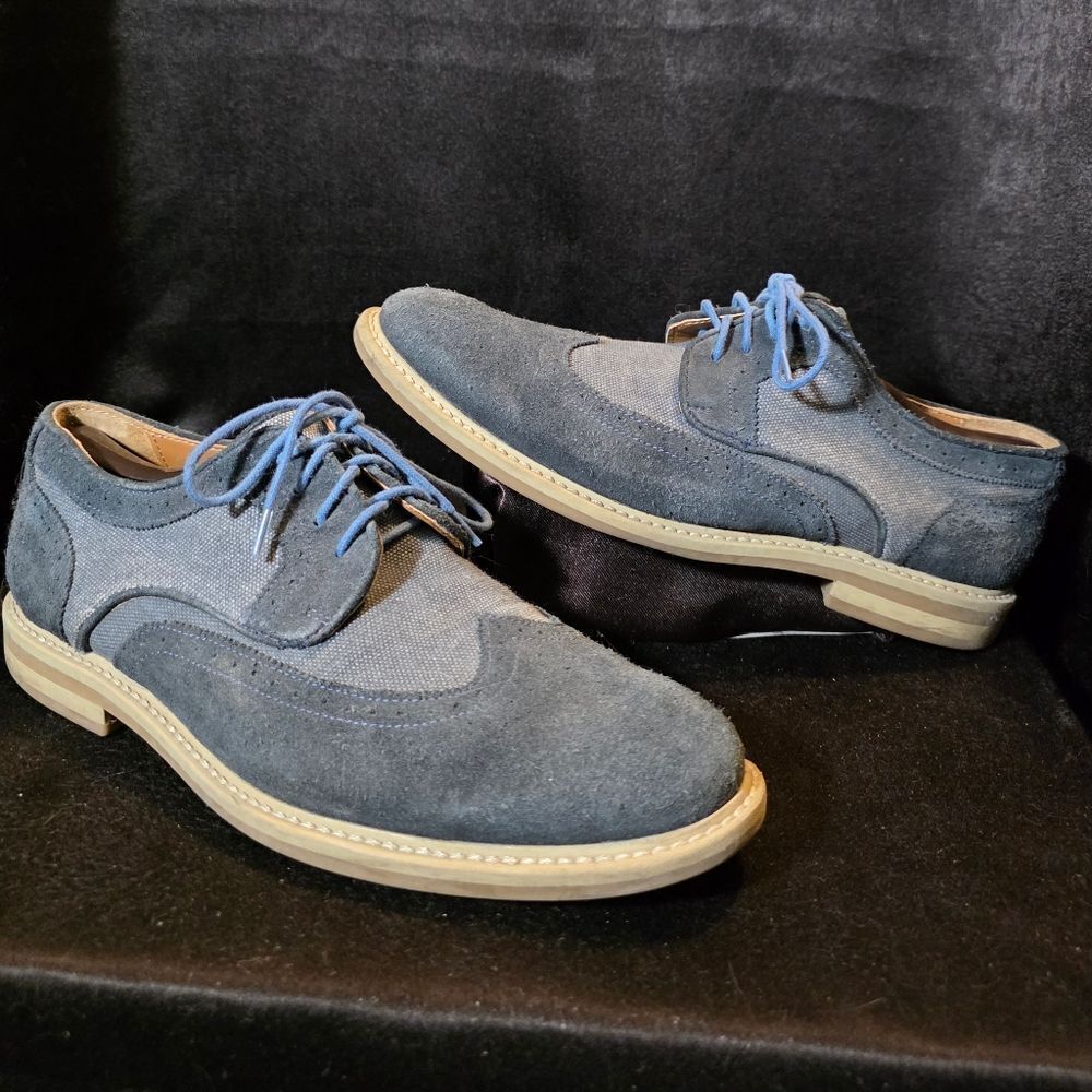 Men's Blue Suede Oxford Shoes